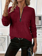 Women's Ribbed Knit Zipper Top