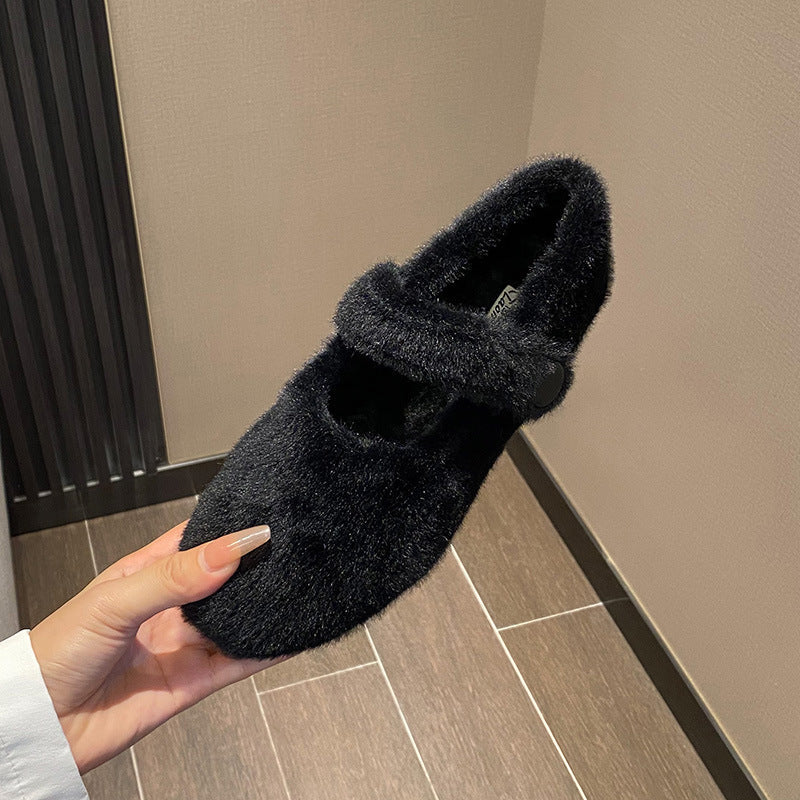 Thick-Soled Mink Fur Shoes