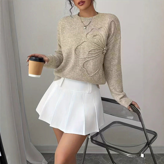 Floral Pattern Knitted Sweater