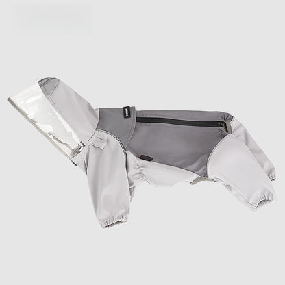 Waterproof dog raincoat with four feet