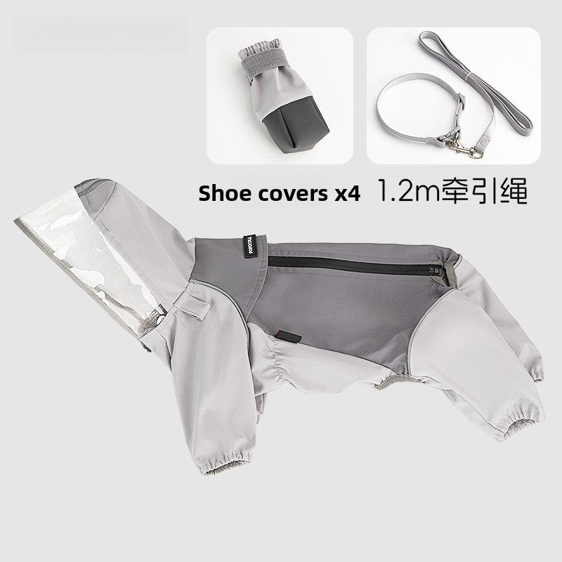 Waterproof dog raincoat with four feet