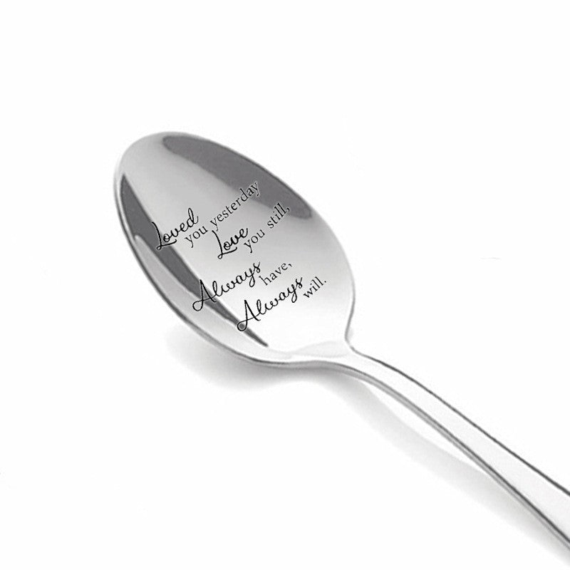 Stainless steel long-handled soup spoon