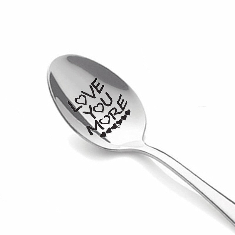 Stainless steel long-handled soup spoon