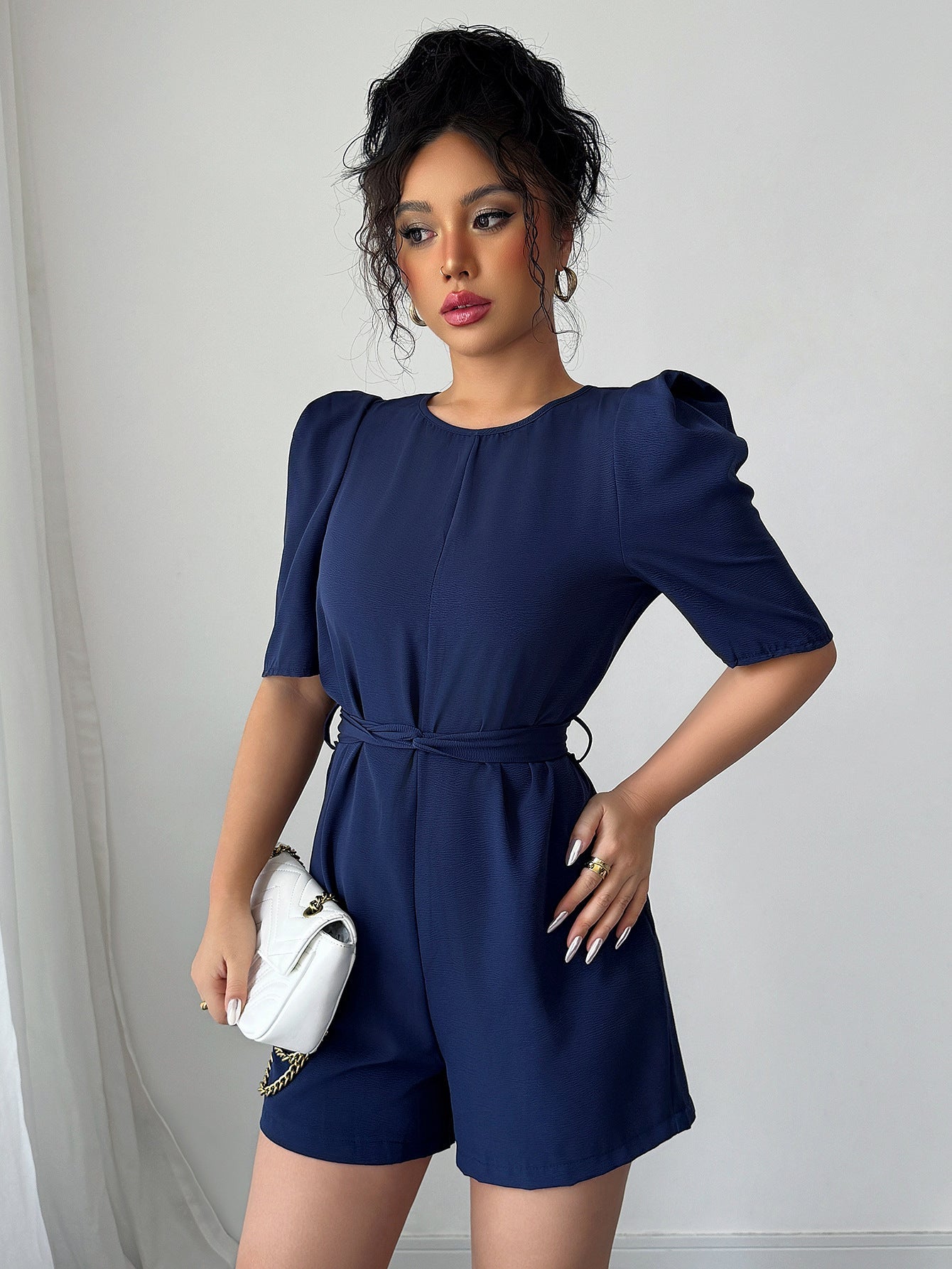 Puff sleeve jumpsuit