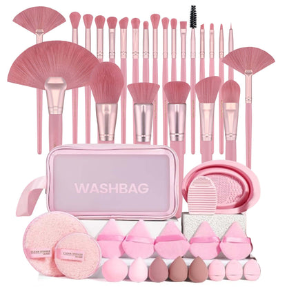 Professional Makeup Brush and Powder Puff Set 46 Pieces
