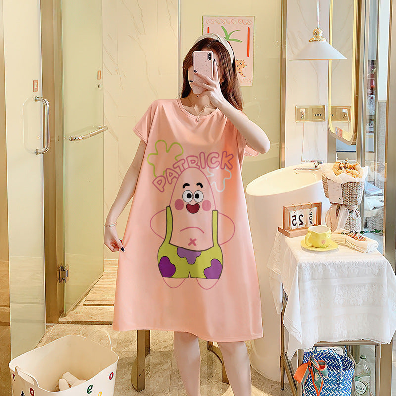 Cartoon loose short-sleeved nightgown