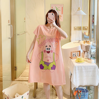 Cartoon loose short-sleeved nightgown