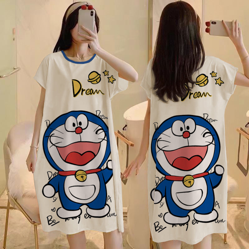 Cartoon loose short-sleeved nightgown