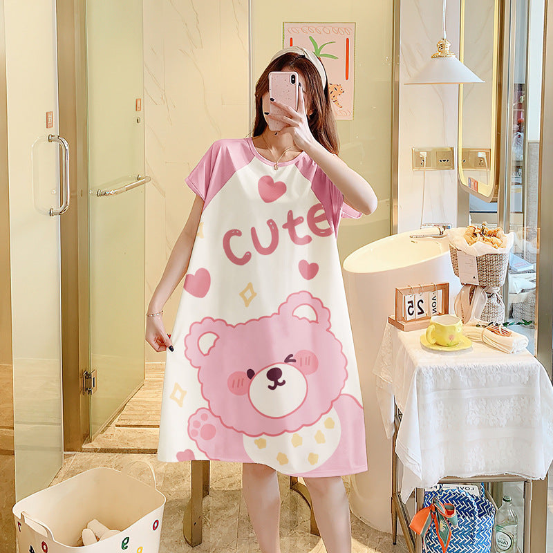 Cartoon loose short-sleeved nightgown
