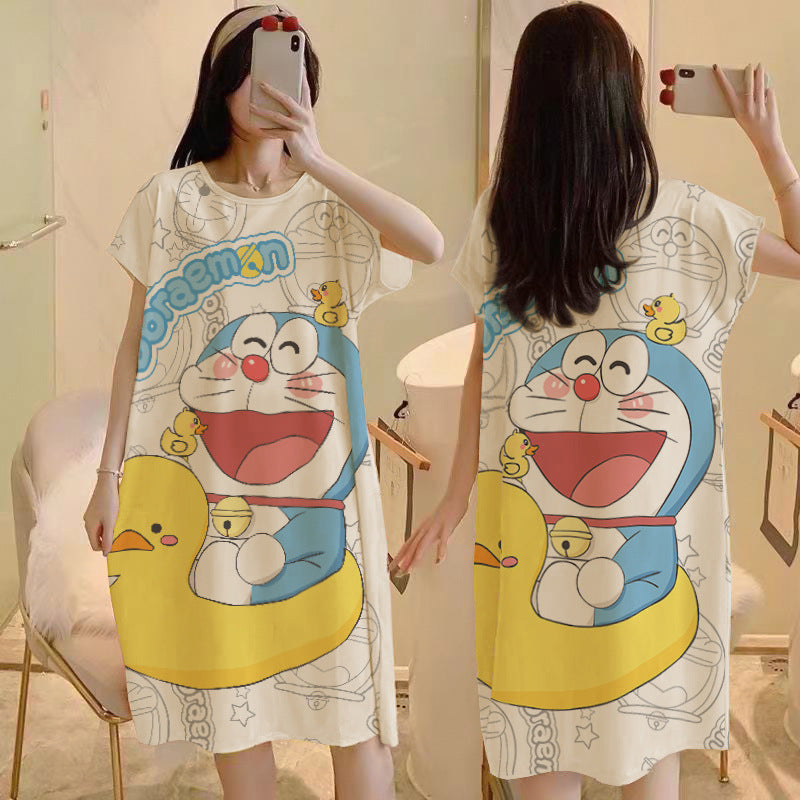 Cartoon loose short-sleeved nightgown