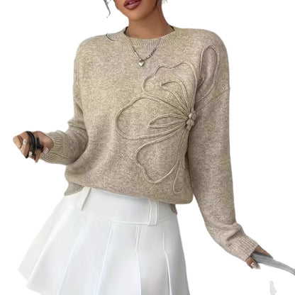 Floral Pattern Knitted Sweater