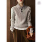 Solid Color Knit Sweater Women Retro Stand Collar Pullover