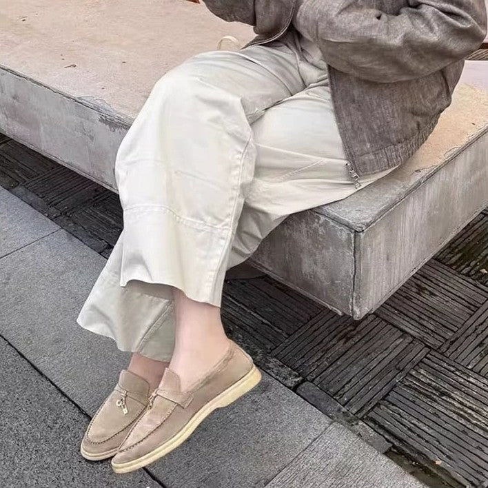 Women's Sheepskin Tassel Buckle Loafers