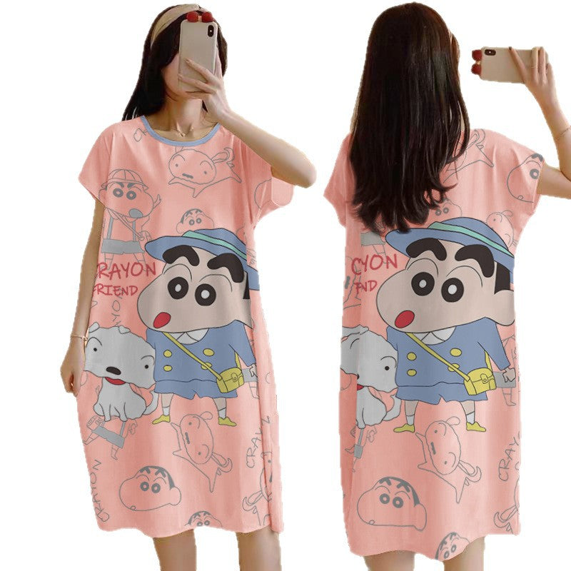Cartoon loose short-sleeved nightgown