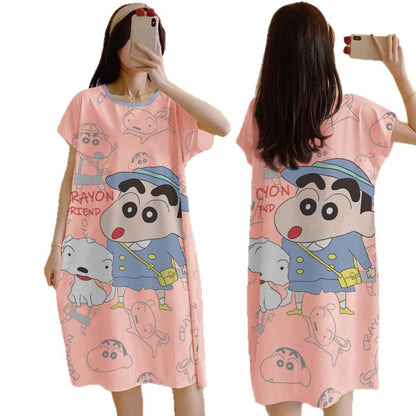 Cartoon loose short-sleeved nightgown