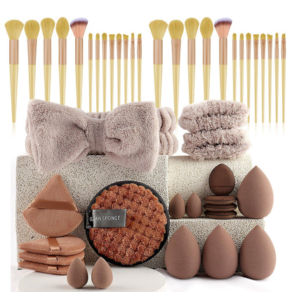 Professional Makeup Brush and Powder Puff Set 46 Pieces