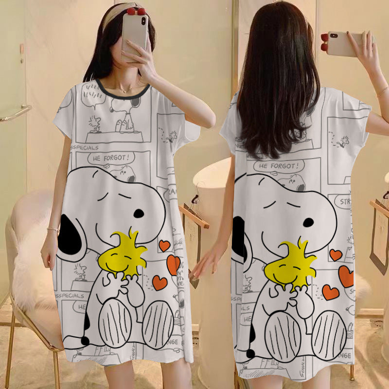 Cartoon loose short-sleeved nightgown