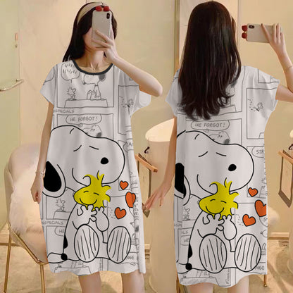 Cartoon loose short-sleeved nightgown