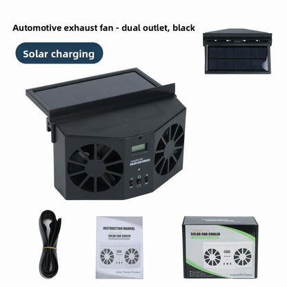 Solar-powered car cooling exhaust fan