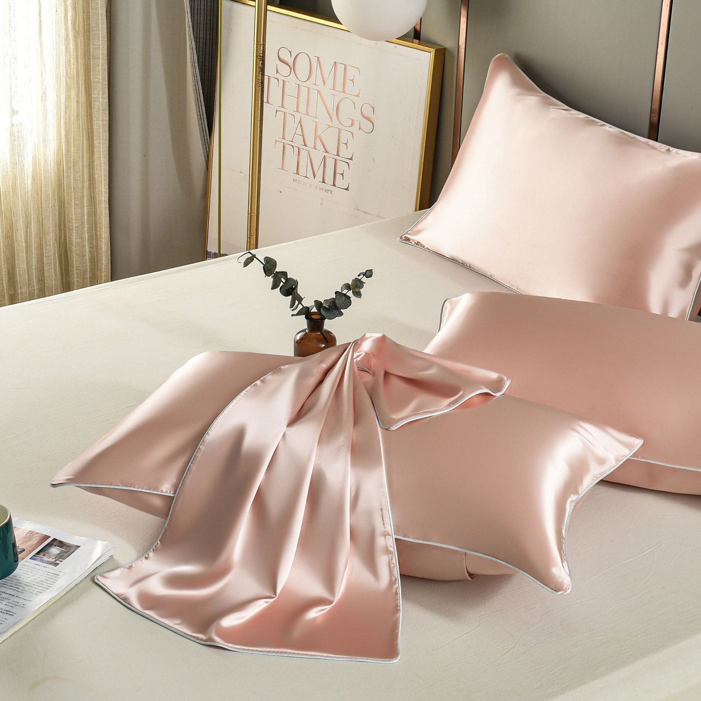 Ice silk satin pure silk pillowcase