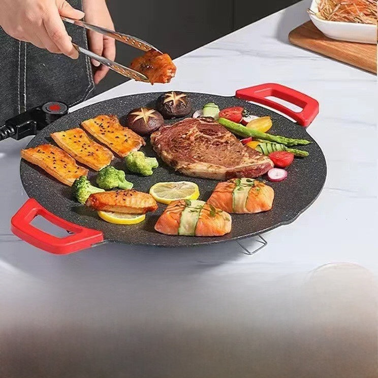 Home smokeless barbecue pan