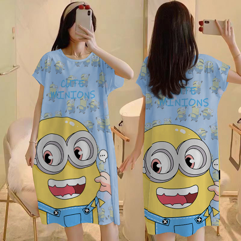 Cartoon loose short-sleeved nightgown