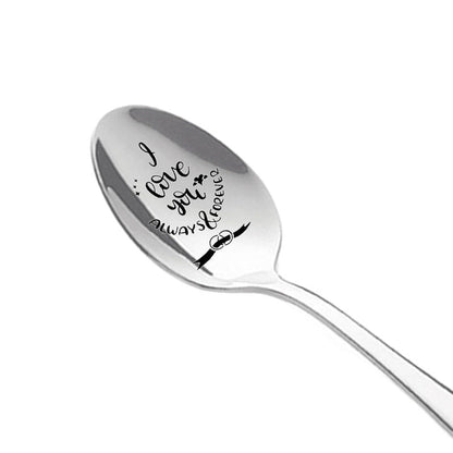 Stainless steel long-handled soup spoon
