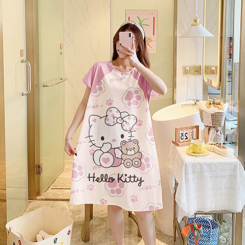 Cartoon loose short-sleeved nightgown