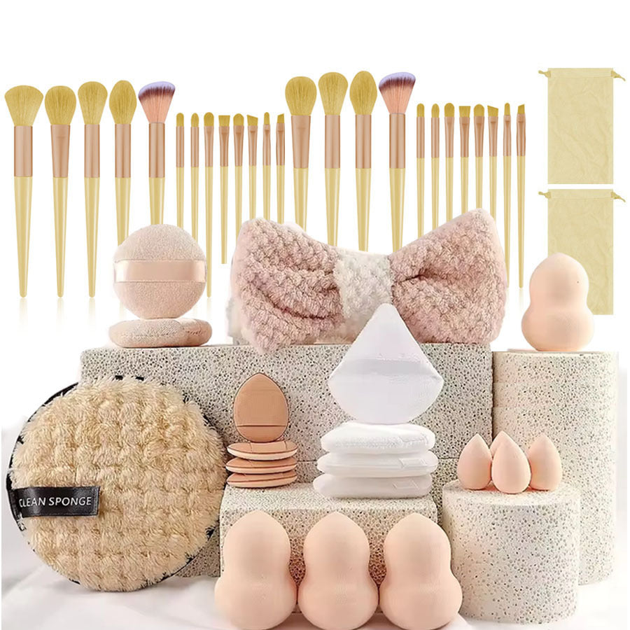 Professional Makeup Brush and Powder Puff Set 46 Pieces