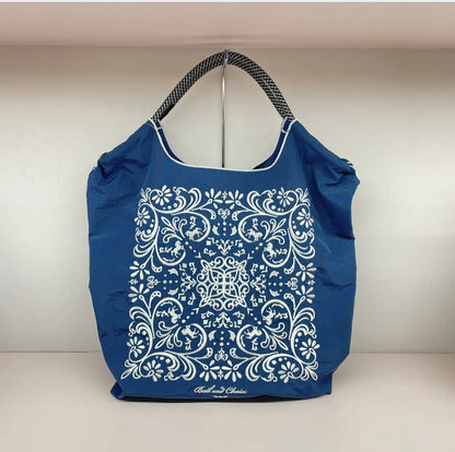 Flower vine embroidery shopping bag