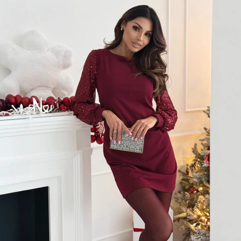 Round-neck plaid dress