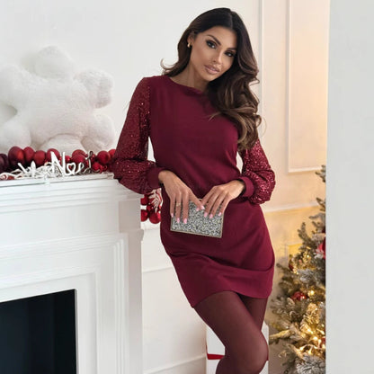 Round-neck plaid dress