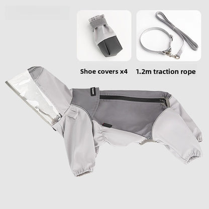 Waterproof dog raincoat with four feet