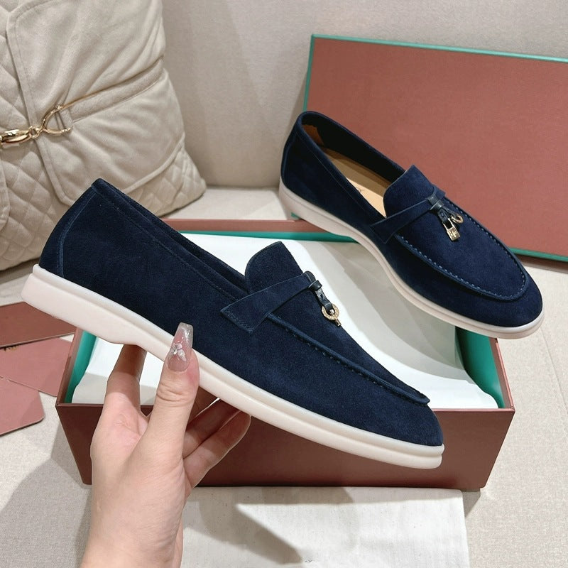 Women's Sheepskin Tassel Buckle Loafers