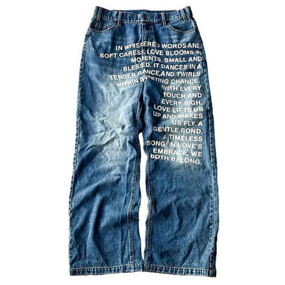 Letter Print Jeans
