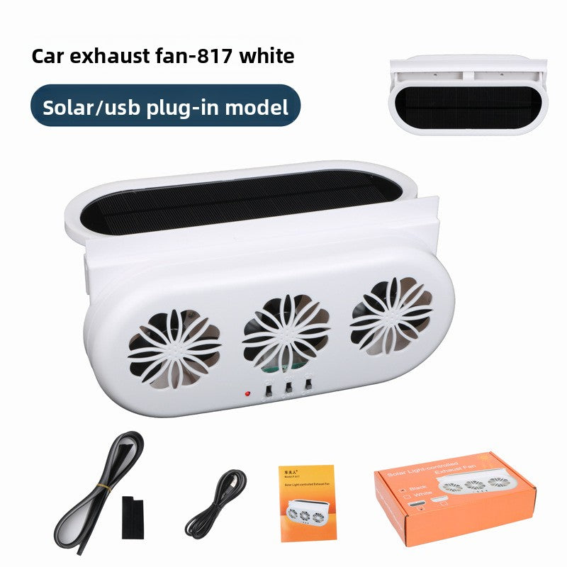 Solar-powered car cooling exhaust fan