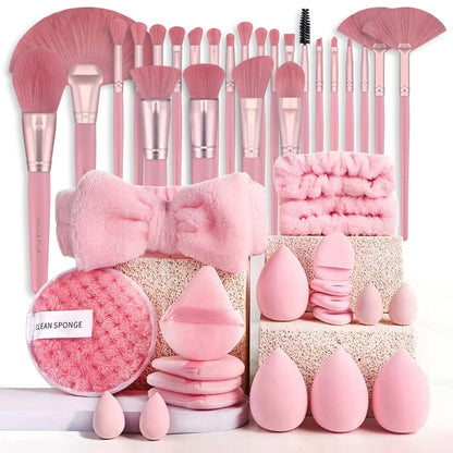 Professional Makeup Brush and Powder Puff Set 46 Pieces