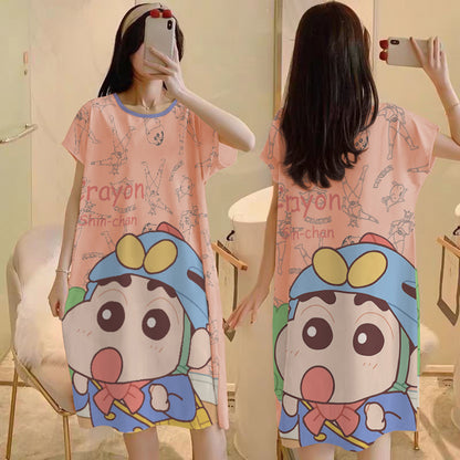 Cartoon loose short-sleeved nightgown