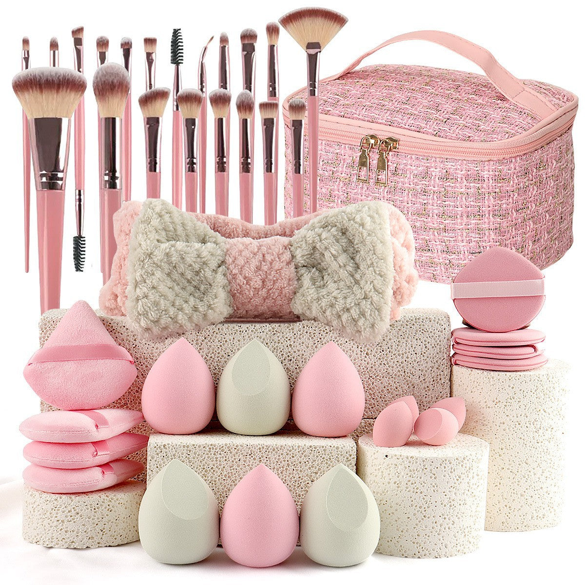 Professional Makeup Brush and Powder Puff Set 46 Pieces