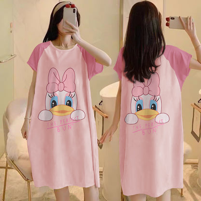 Cartoon loose short-sleeved nightgown