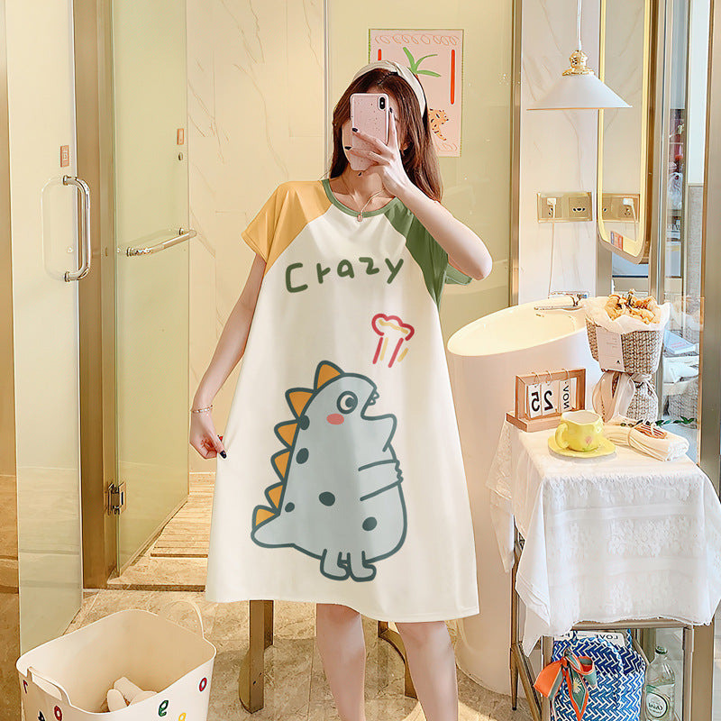 Cartoon loose short-sleeved nightgown