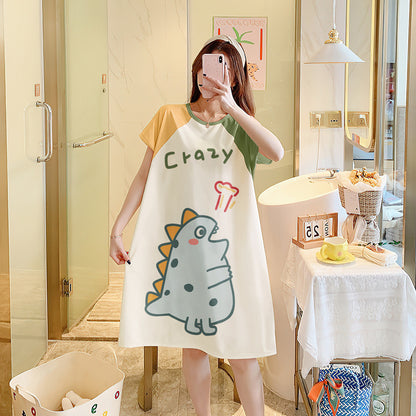 Cartoon loose short-sleeved nightgown