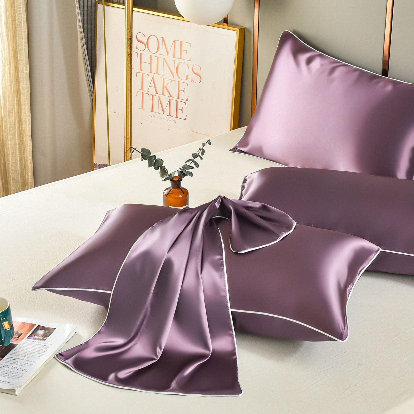 Ice silk satin pure silk pillowcase