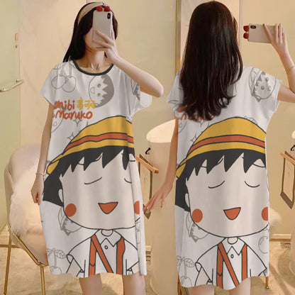 Cartoon loose short-sleeved nightgown