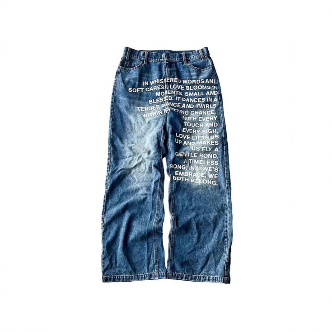 Letter Print Jeans