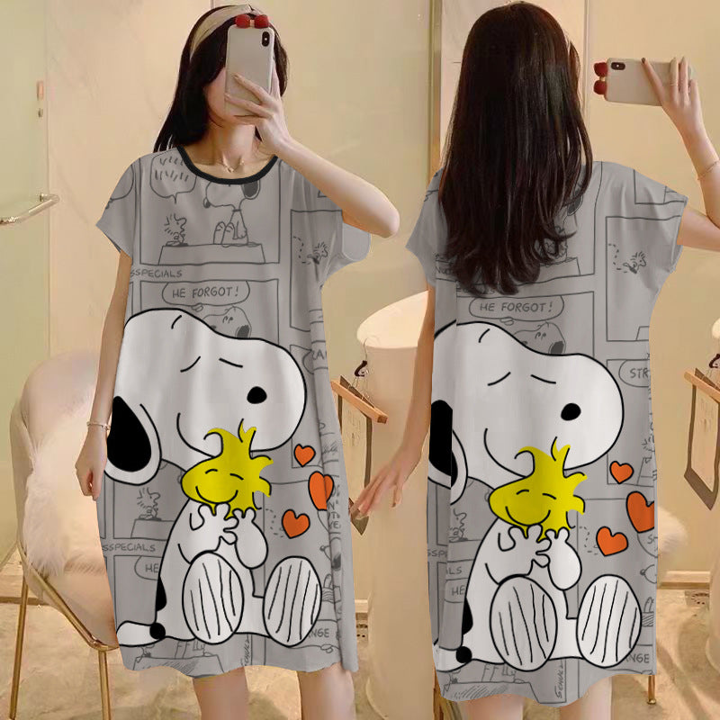 Cartoon loose short-sleeved nightgown