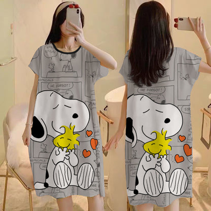 Cartoon loose short-sleeved nightgown