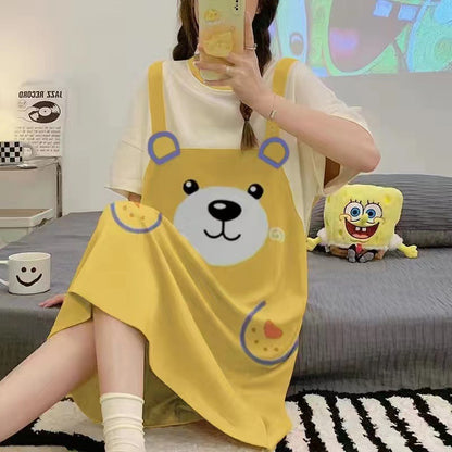 Cartoon loose short-sleeved nightgown