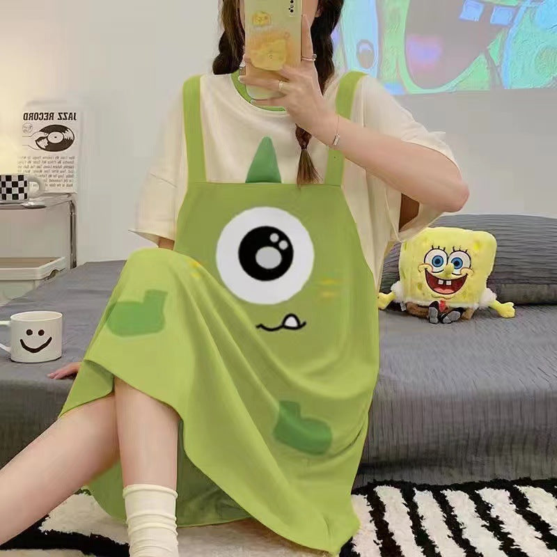 Cartoon loose short-sleeved nightgown