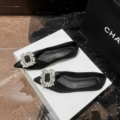 Women's Square Buckle Pointed Flat Shoes